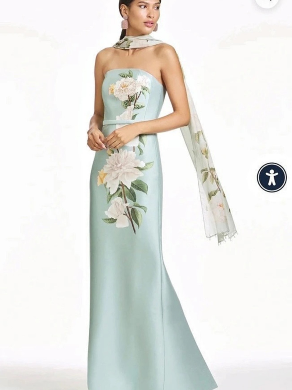 Sachin & Babi Embellished Strapless Gown Floral Maxi Gown in Green NWT